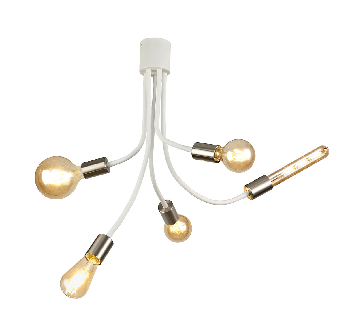 GIN3567 Ginan Flexible Ceiling 5 Light in a Satin White/Satin Nickel Finish