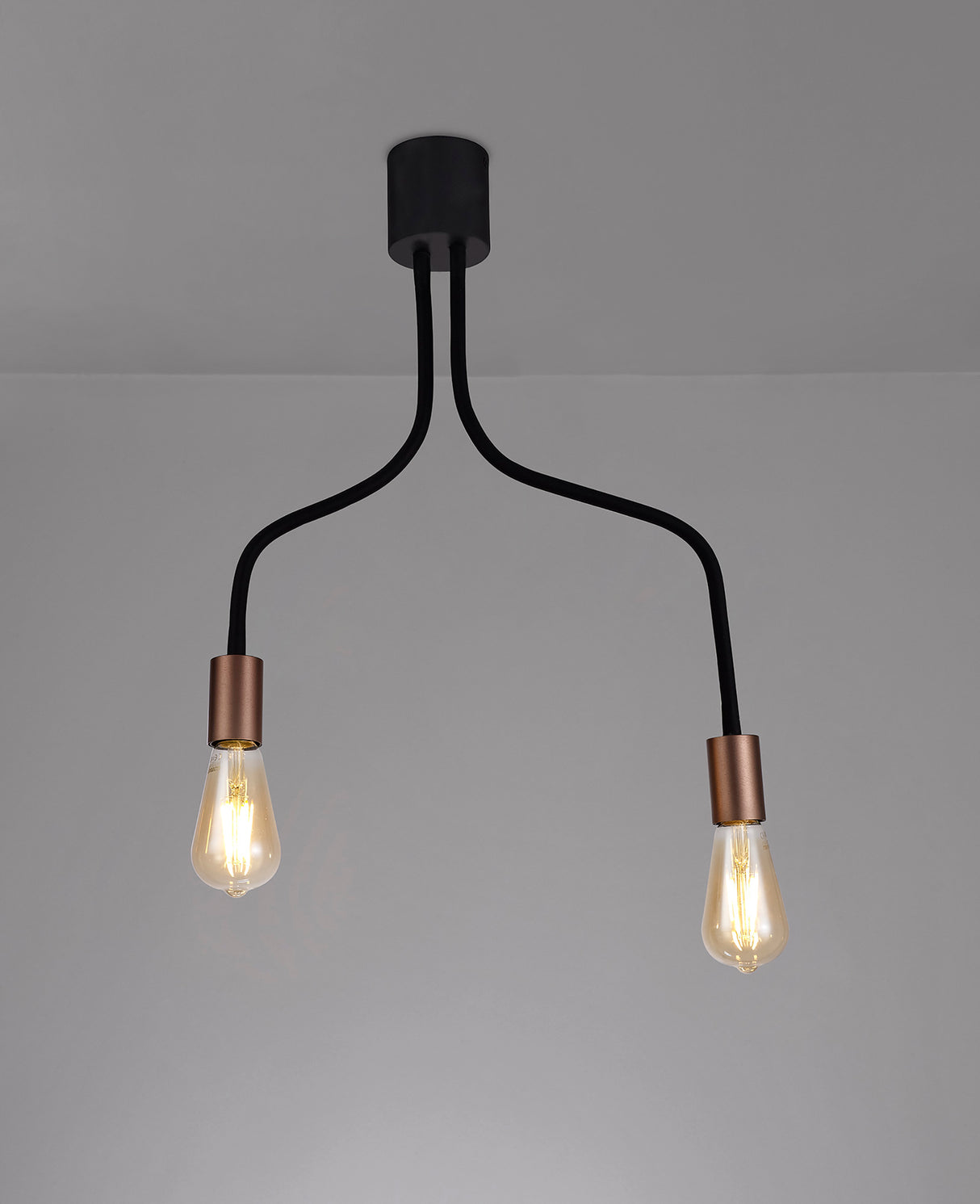 GIN4467 Ginan Flexible Ceiling 2 Light in a Satin Black/Brushed Copper Finish