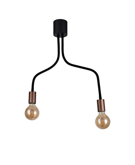 GIN4467 Ginan Flexible Ceiling 2 Light in a Satin Black/Brushed Copper Finish