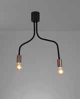 GIN4467 Ginan Flexible Ceiling 2 Light in a Satin Black/Brushed Copper Finish