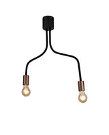 GIN4467 Ginan Flexible Ceiling 2 Light in a Satin Black/Brushed Copper Finish