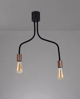 GIN4467 Ginan Flexible Ceiling 2 Light in a Satin Black/Brushed Copper Finish