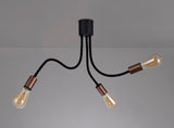 GIN5467 Ginan Flexible Ceiling 3 Light in a Satin Black/Brushed Copper Finish