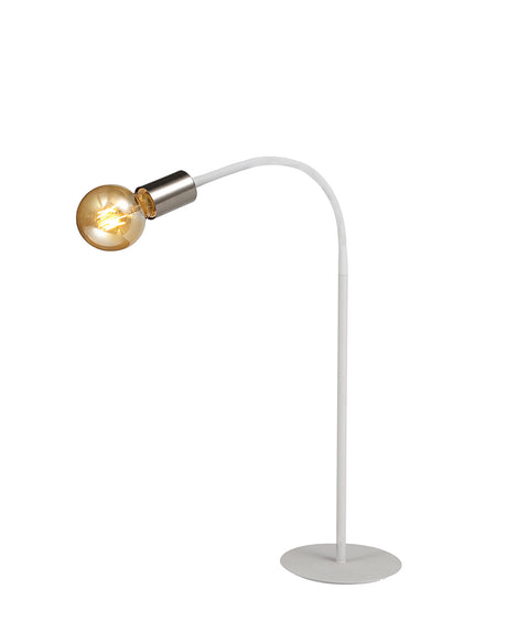 GIN5567 Ginan 77cm Flexible Table Lamp 1 Light in a Satin White/Satin Nickel Finish