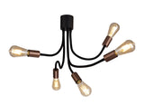 GIN6467 Ginan Flexible Ceiling 5 Light in a Satin Black/Brushed Copper Finish