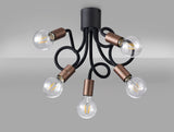 GIN6467 Ginan Flexible Ceiling 5 Light in a Satin Black/Brushed Copper Finish