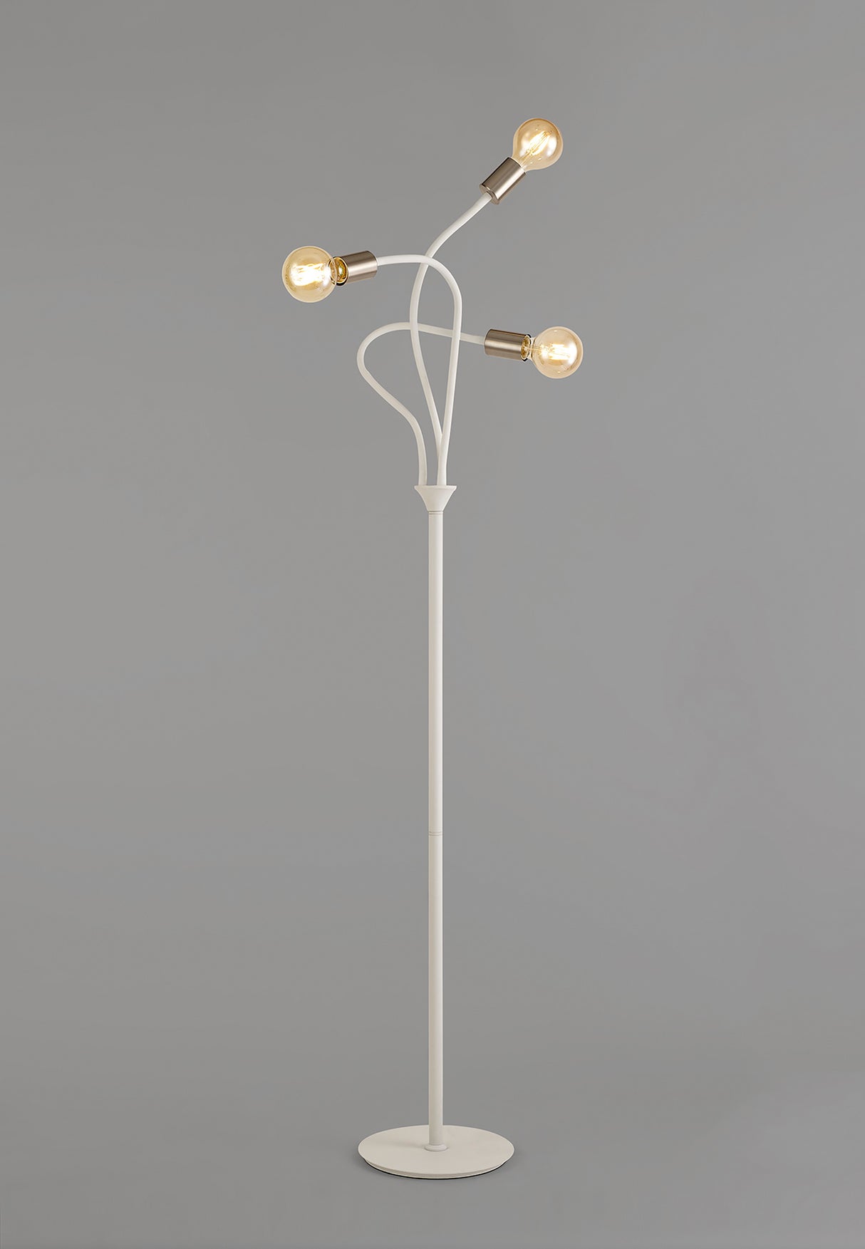 GIN6567 Ginan 163cm Flexible Floor Lamp 3 Light in a Satin White/Satin Nickel Finish