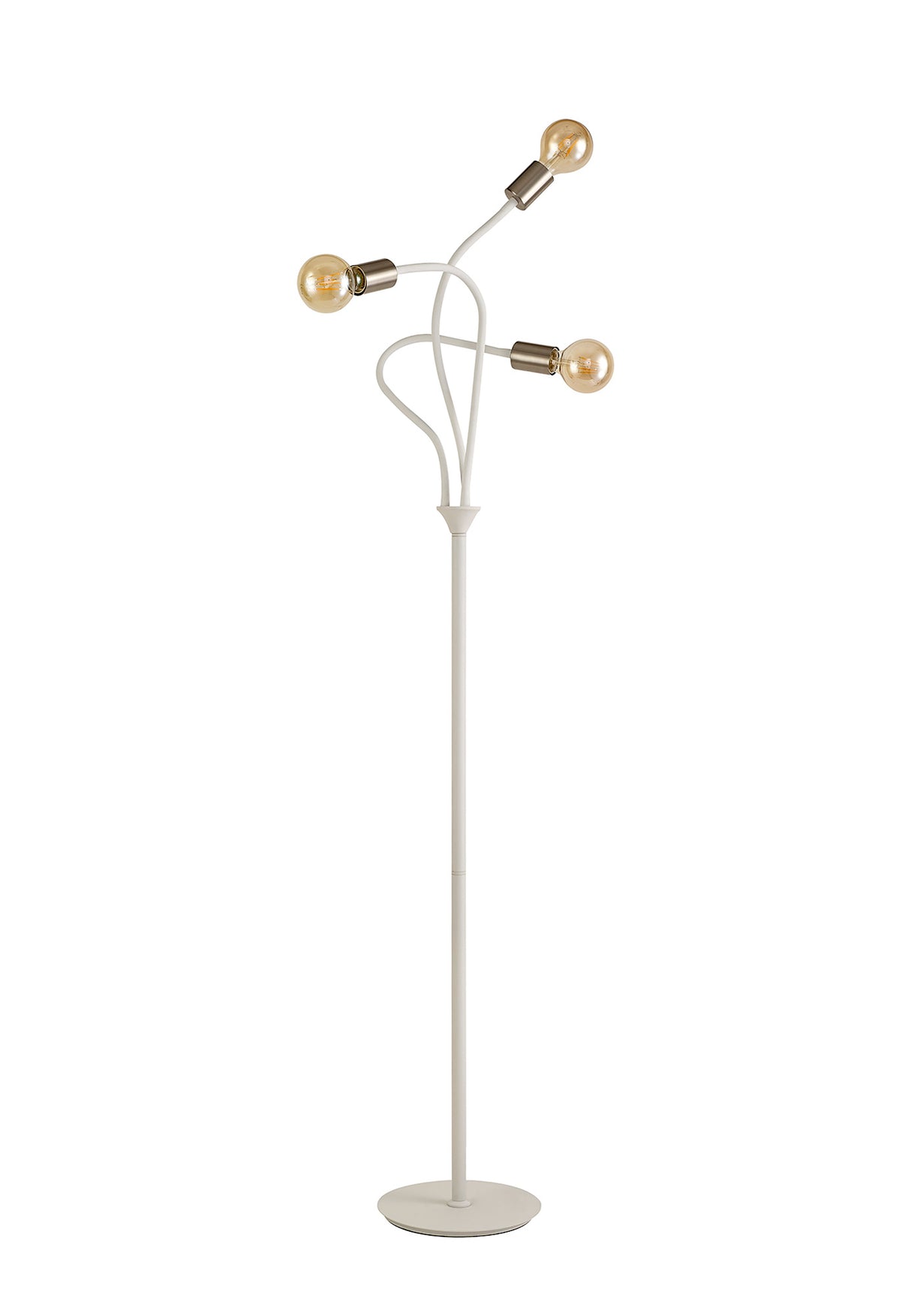 GIN6567 Ginan 163cm Flexible Floor Lamp 3 Light in a Satin White/Satin Nickel Finish