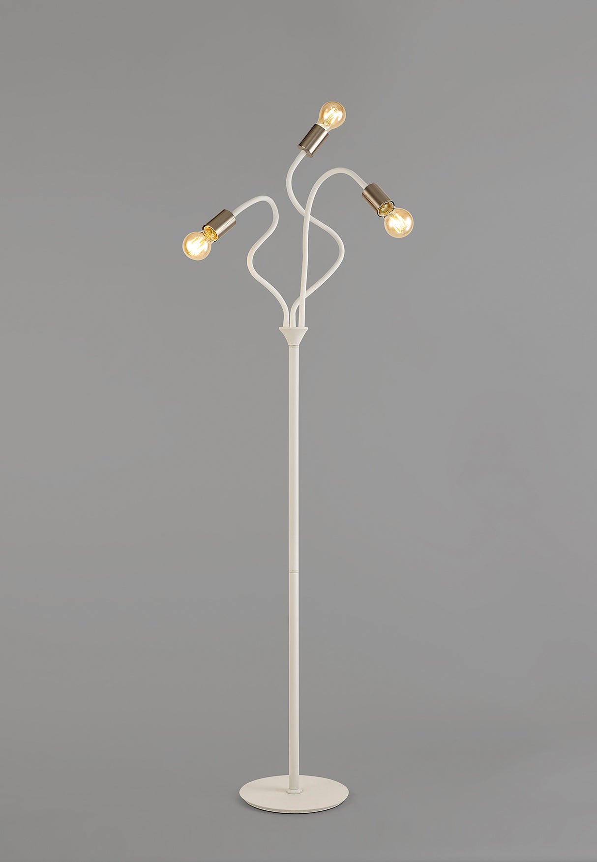 GIN6567 Ginan 163cm Flexible Floor Lamp 3 Light in a Satin White/Satin Nickel Finish