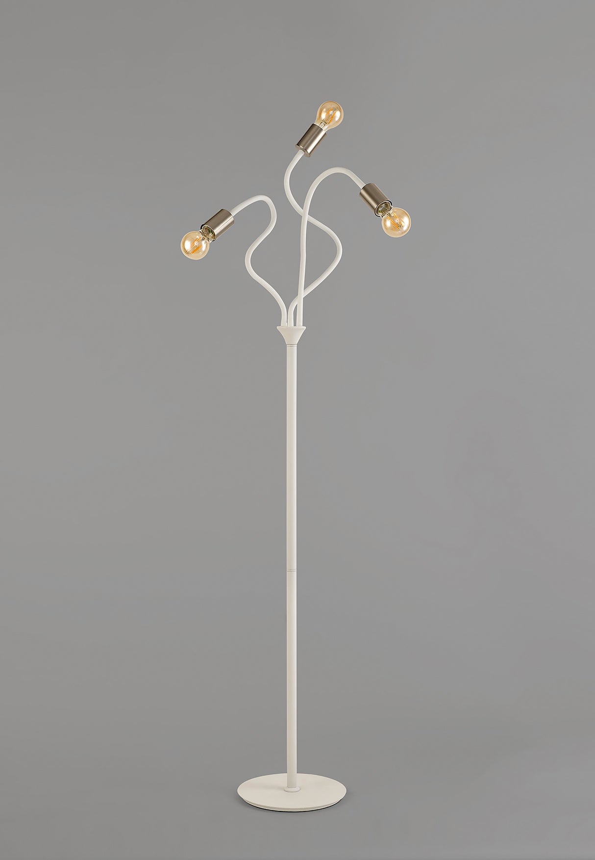 GIN6567 Ginan 163cm Flexible Floor Lamp 3 Light in a Satin White/Satin Nickel Finish