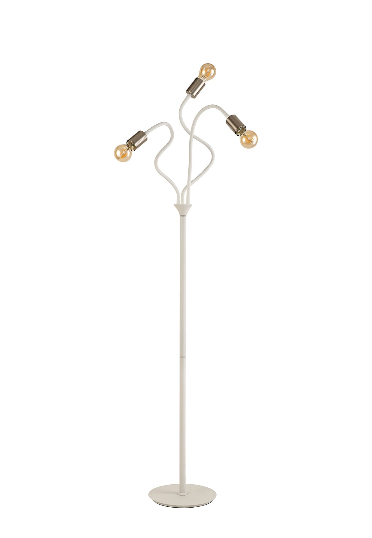 GIN6567 Ginan 163cm Flexible Floor Lamp 3 Light in a Satin White/Satin Nickel Finish