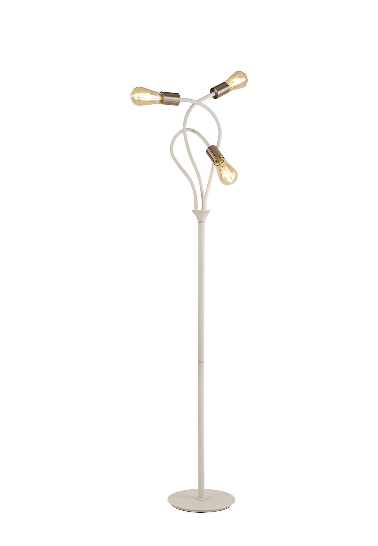 GIN6567 Ginan 163cm Flexible Floor Lamp 3 Light in a Satin White/Satin Nickel Finish