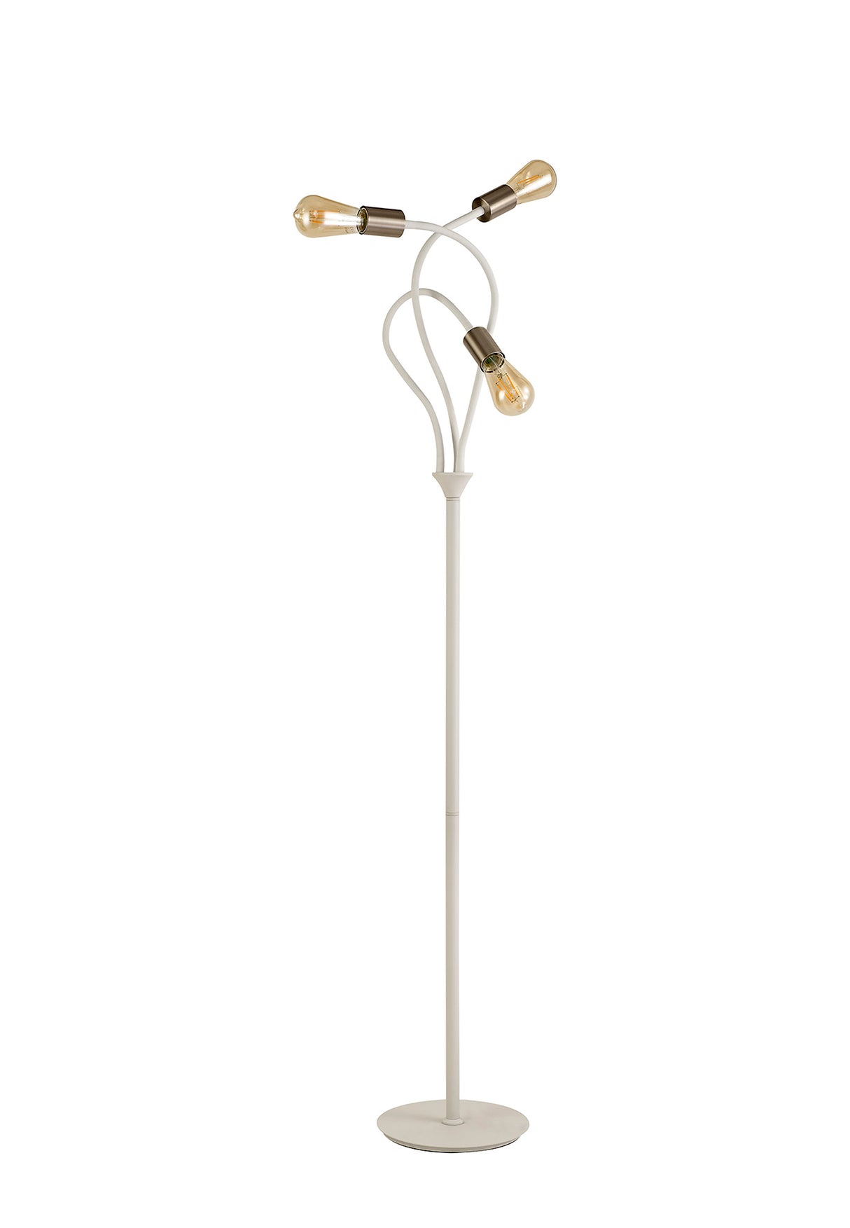 GIN6567 Ginan 163cm Flexible Floor Lamp 3 Light in a Satin White/Satin Nickel Finish