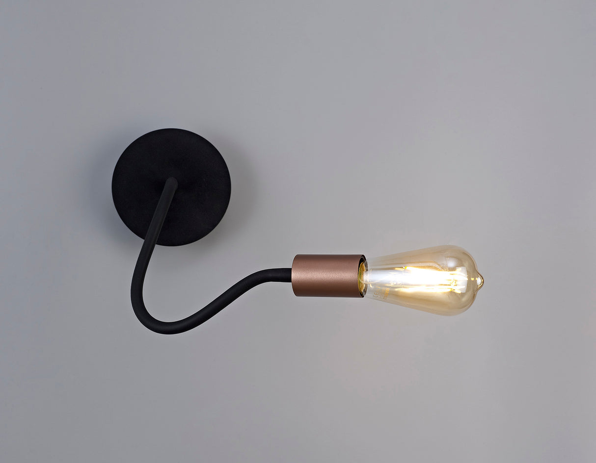 GIN7467 Ginan Flexible Switched Wall Lamp 1 Light in a Satin Black/Brushed Copper Finish