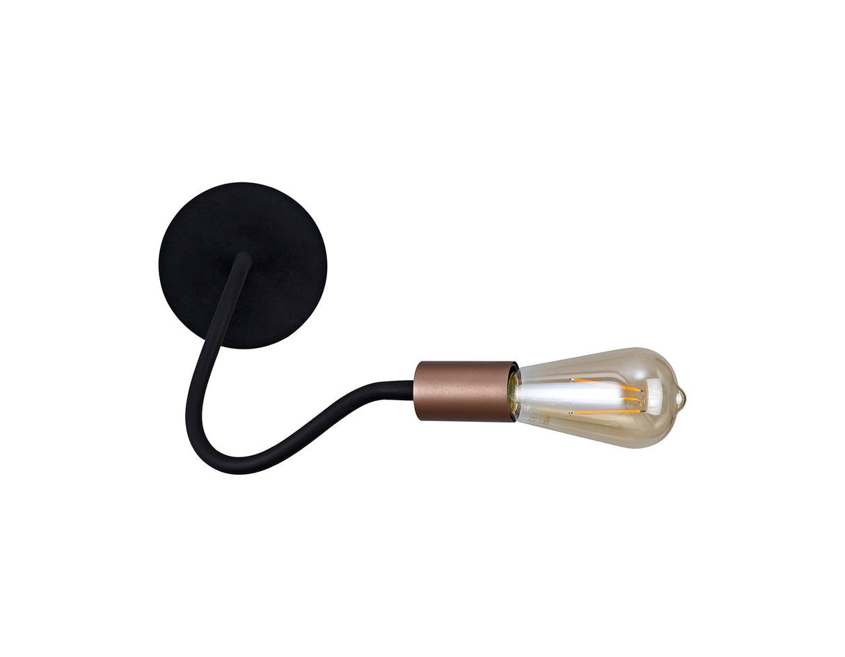 GIN7467 Ginan Flexible Switched Wall Lamp 1 Light in a Satin Black/Brushed Copper Finish