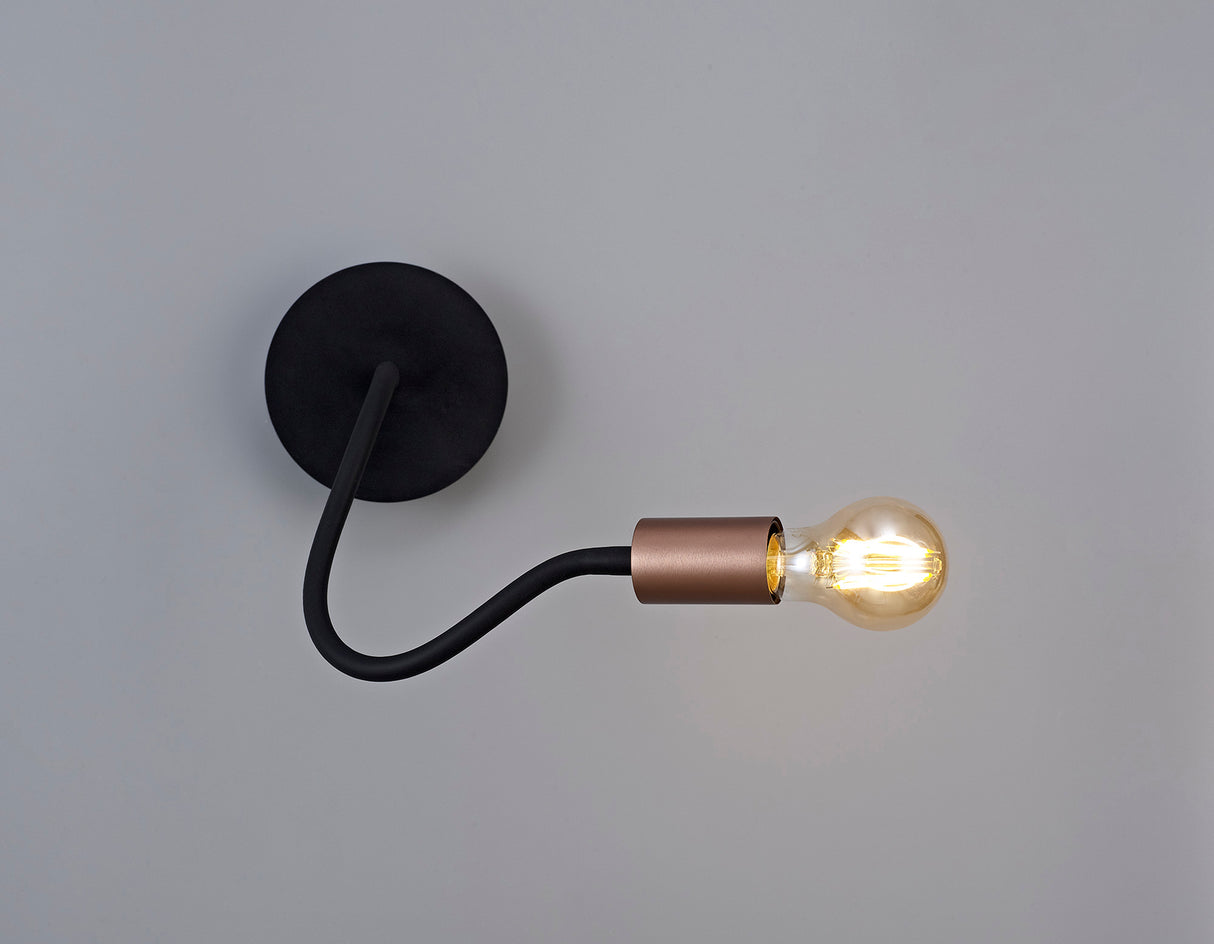 GIN7467 Ginan Flexible Switched Wall Lamp 1 Light in a Satin Black/Brushed Copper Finish