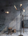 GIN9467 Ginan 163cm Flexible Floor Lamp 3 Light in a Satin Black/Brushed Copper Finish