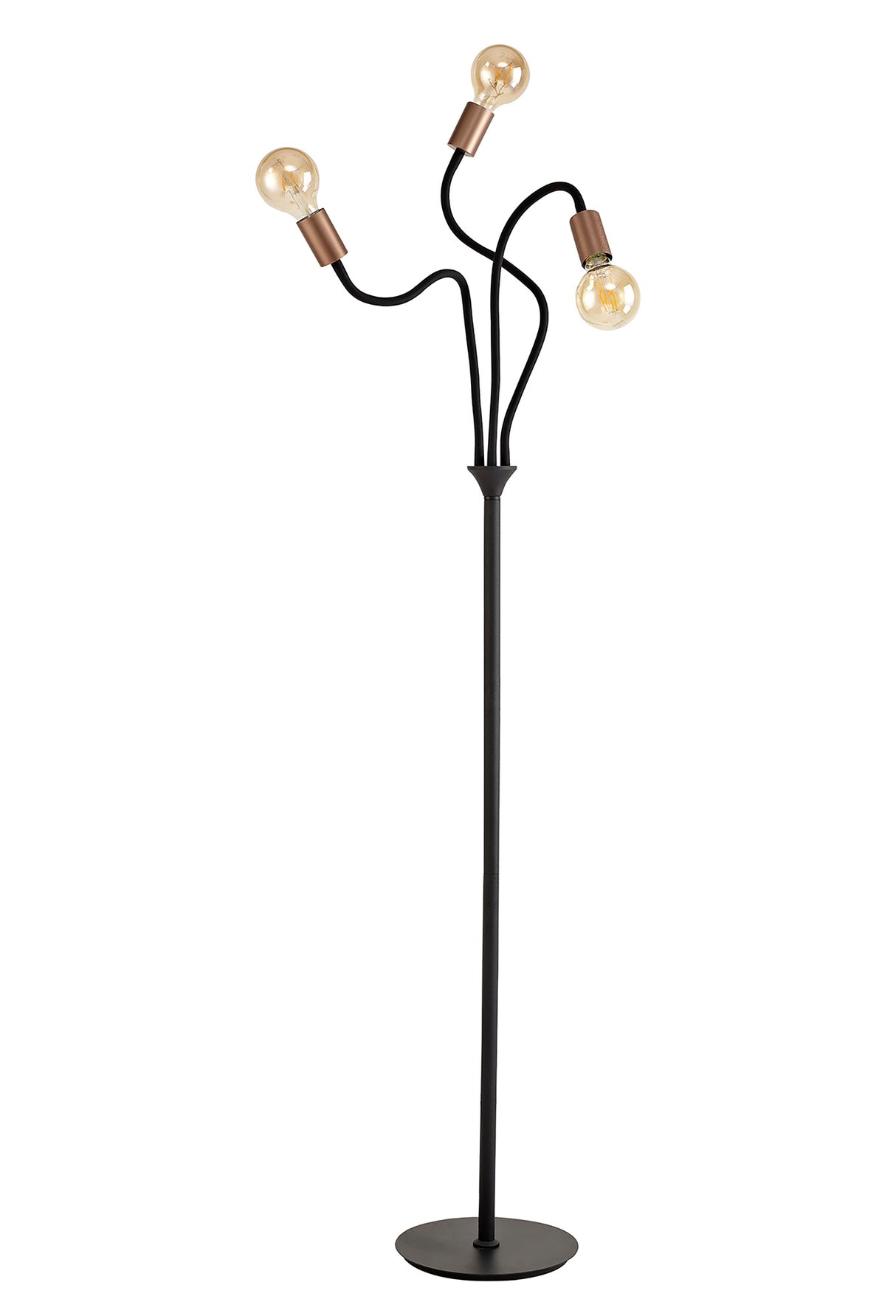 GIN9467 Ginan 163cm Flexible Floor Lamp 3 Light in a Satin Black/Brushed Copper Finish