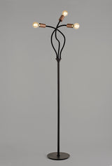 GIN9467 Ginan 163cm Flexible Floor Lamp 3 Light in a Satin Black/Brushed Copper Finish