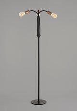 GIN9467 Ginan 163cm Flexible Floor Lamp 3 Light in a Satin Black/Brushed Copper Finish