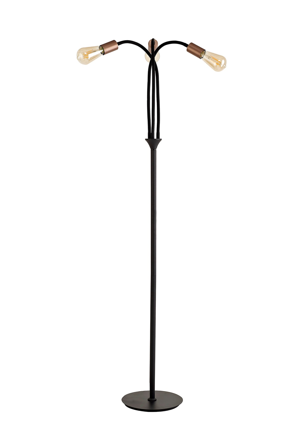 GIN9467 Ginan 163cm Flexible Floor Lamp 3 Light in a Satin Black/Brushed Copper Finish