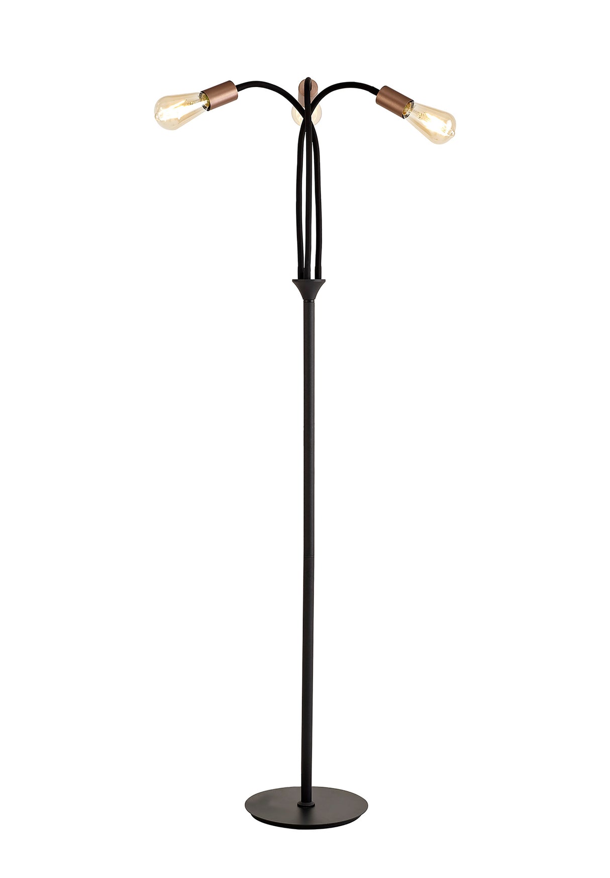 GIN9467 Ginan 163cm Flexible Floor Lamp 3 Light in a Satin Black/Brushed Copper Finish