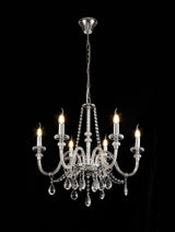 GLO0247 Gloas Pendant 6 Light (Requires Construction/Connection) in a Polished Chrome Finish and Clear Crystal