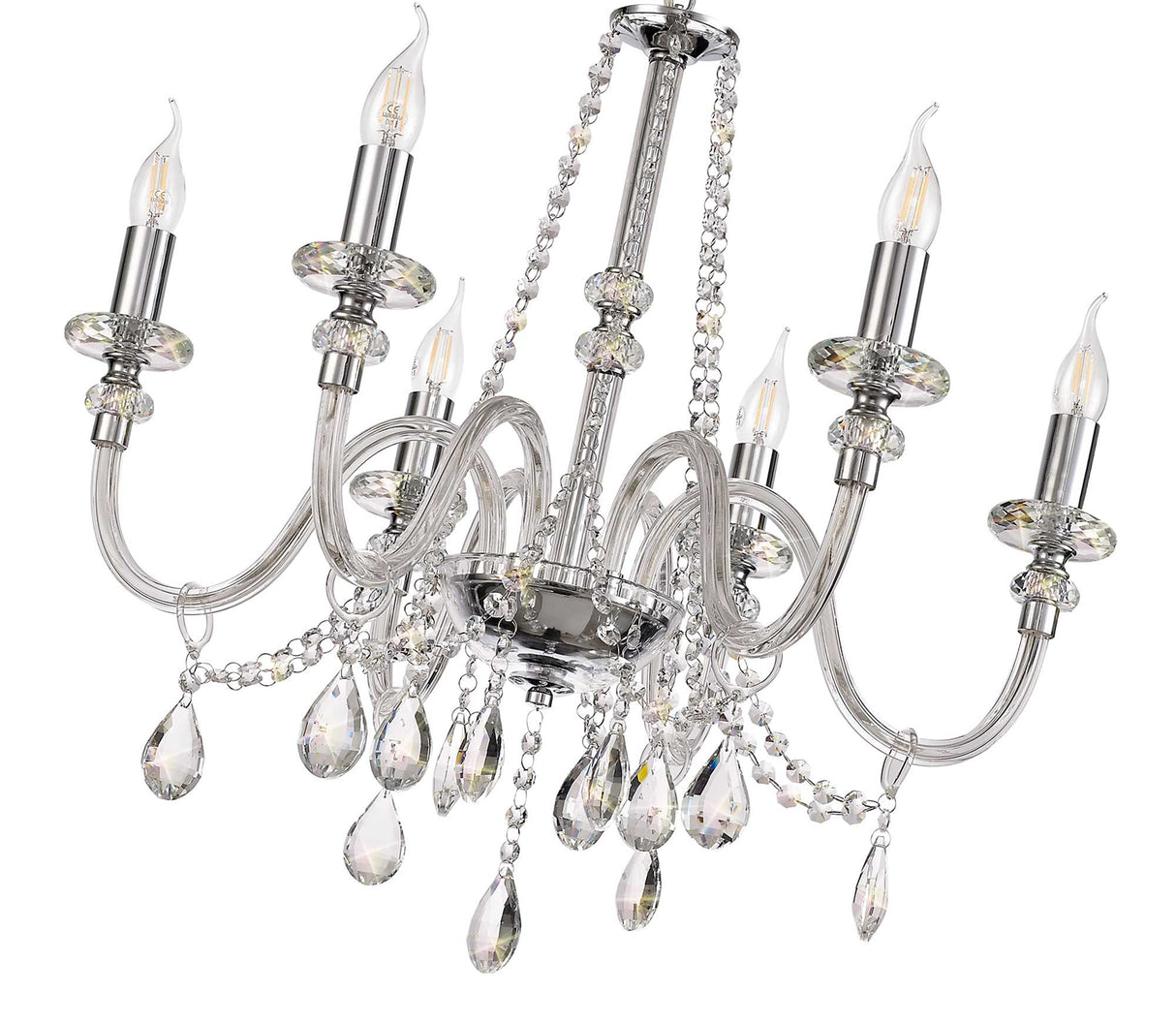 GLO0247 Gloas Pendant 6 Light (Requires Construction/Connection) in a Polished Chrome Finish and Clear Crystal