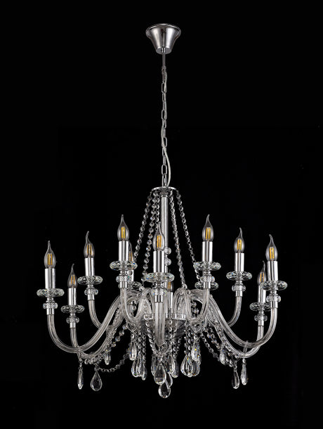 GLO2247 Gloas Pendant 12 Light (Requires Construction/Connection) in a Polished Chrome Finish and Clear Crystal