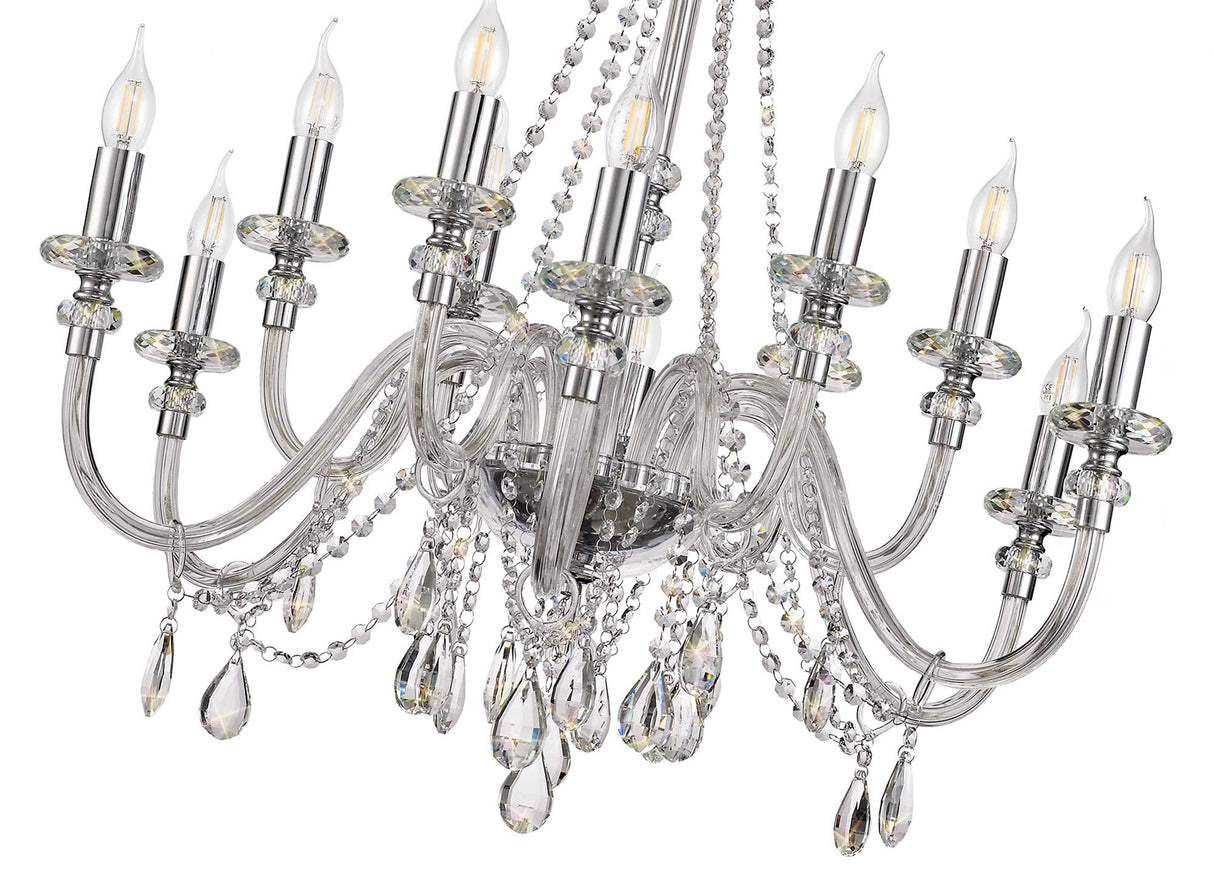 GLO2247 Gloas Pendant 12 Light (Requires Construction/Connection) in a Polished Chrome Finish and Clear Crystal