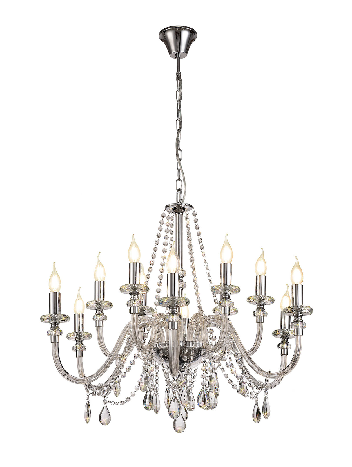 GLO2247 Gloas Pendant 12 Light (Requires Construction/Connection) in a Polished Chrome Finish and Clear Crystal