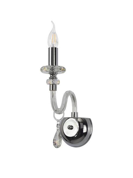 GLO7147 Gloas Wall Lamp 1 Light in a Polished Chrome Finish and Clear Crystal