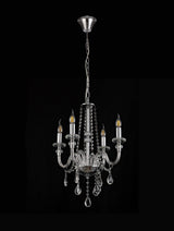 GLO9147 Gloas Pendant 4 Light in a Polished Chrome Finish and Clear Crystal