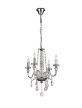 GLO9147 Gloas Pendant 4 Light in a Polished Chrome Finish and Clear Crystal