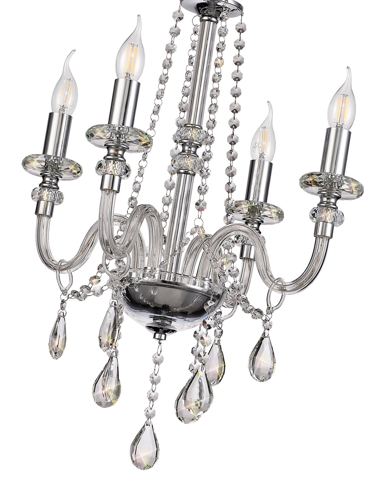 GLO9147 Gloas Pendant 4 Light in a Polished Chrome Finish and Clear Crystal