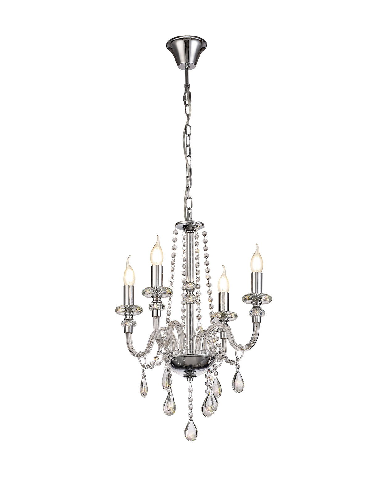 GLO9147 Gloas Pendant 4 Light in a Polished Chrome Finish and Clear Crystal