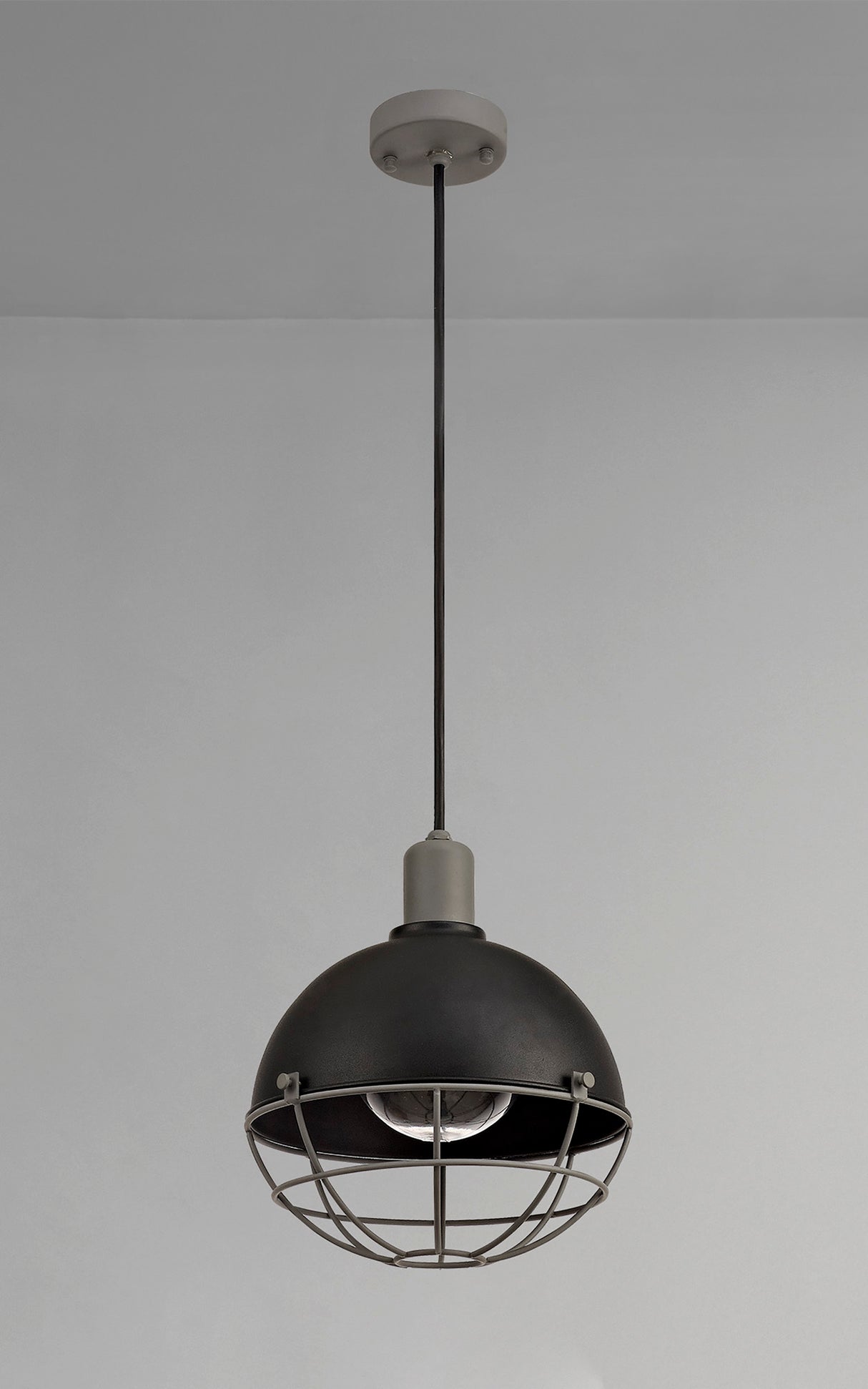 GUN0587 Gunibu Pendant 1 Light E27 IP65 Outdoor in a Matt Black/Grey/Clear Finish