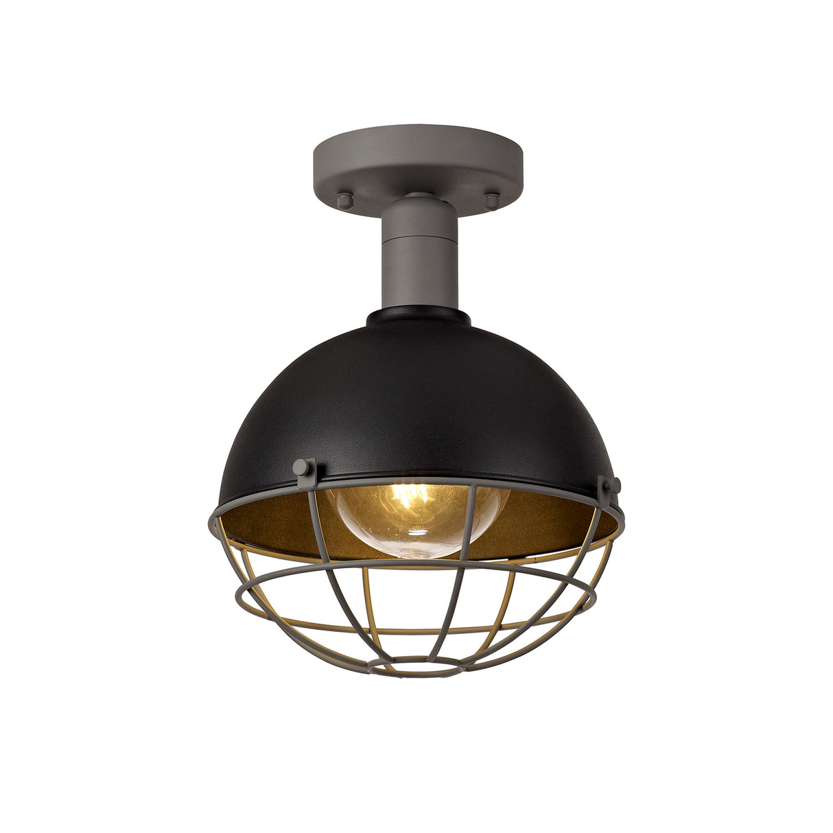 GUN1587 Gunibu Ceiling 1 Light E27 IP65 Outdoor in a Matt Black/Grey/Clear Finish