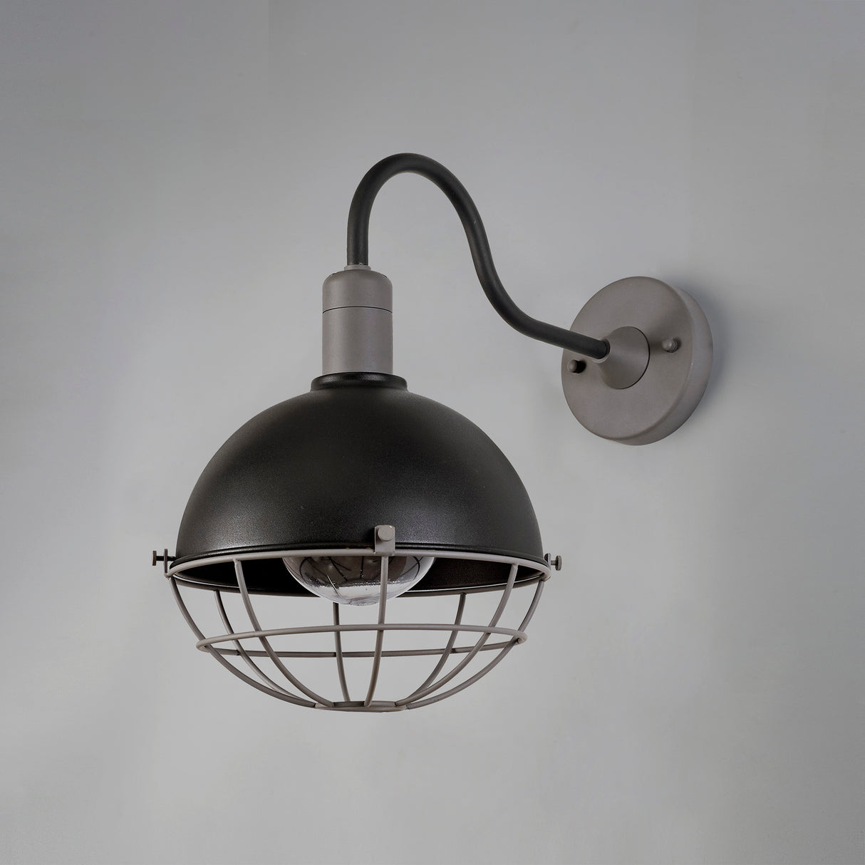 GUN9487 Gunibu Wall Lamp 1 Light E27 IP65 Outdoor in a Matt Black/Grey/Clear Finish