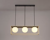 HAM4657 Hamel Linear Pendant 3 Light in a Matt Black/Gold/Frosted Finish