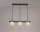 HAM4657 Hamel Linear Pendant 3 Light in a Matt Black/Gold/Frosted Finish