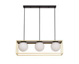 HAM4657 Hamel Linear Pendant 3 Light in a Matt Black/Gold/Frosted Finish