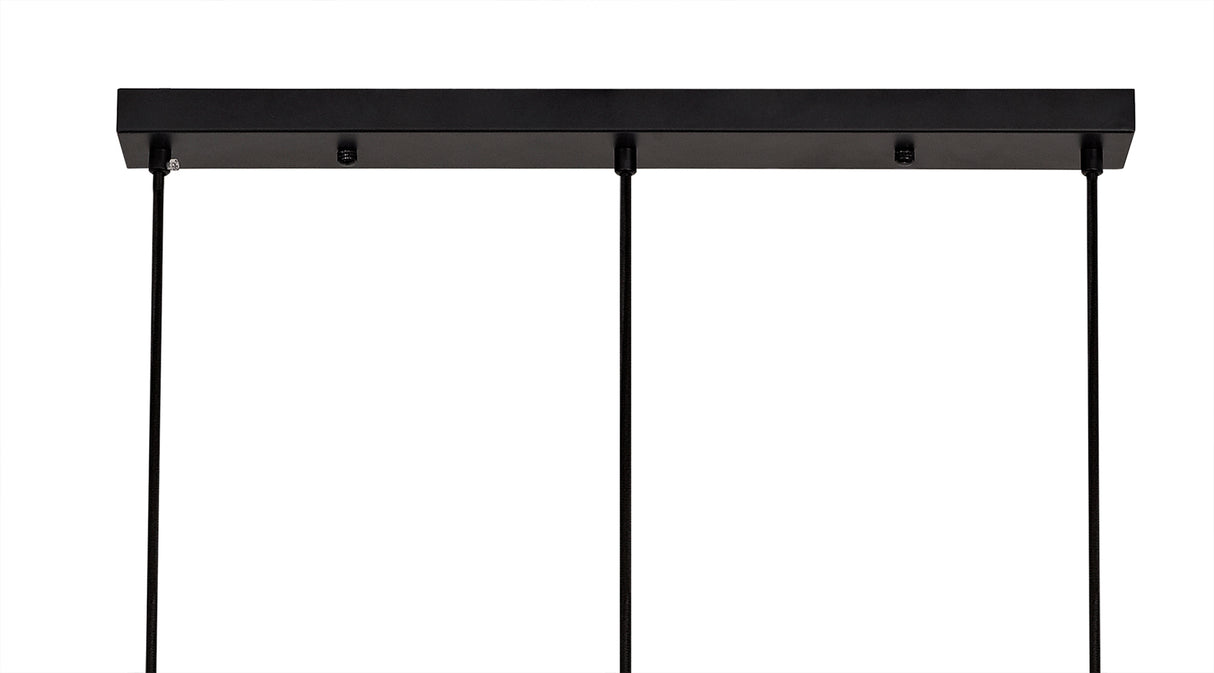 HAM4657 Hamel Linear Pendant 3 Light in a Matt Black/Gold/Frosted Finish