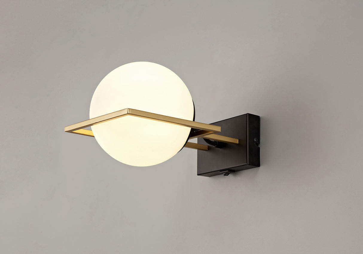 HAM5657 Hamel Wall Lamp Switched 1 Light in a Matt Black/Gold/Frosted Finish