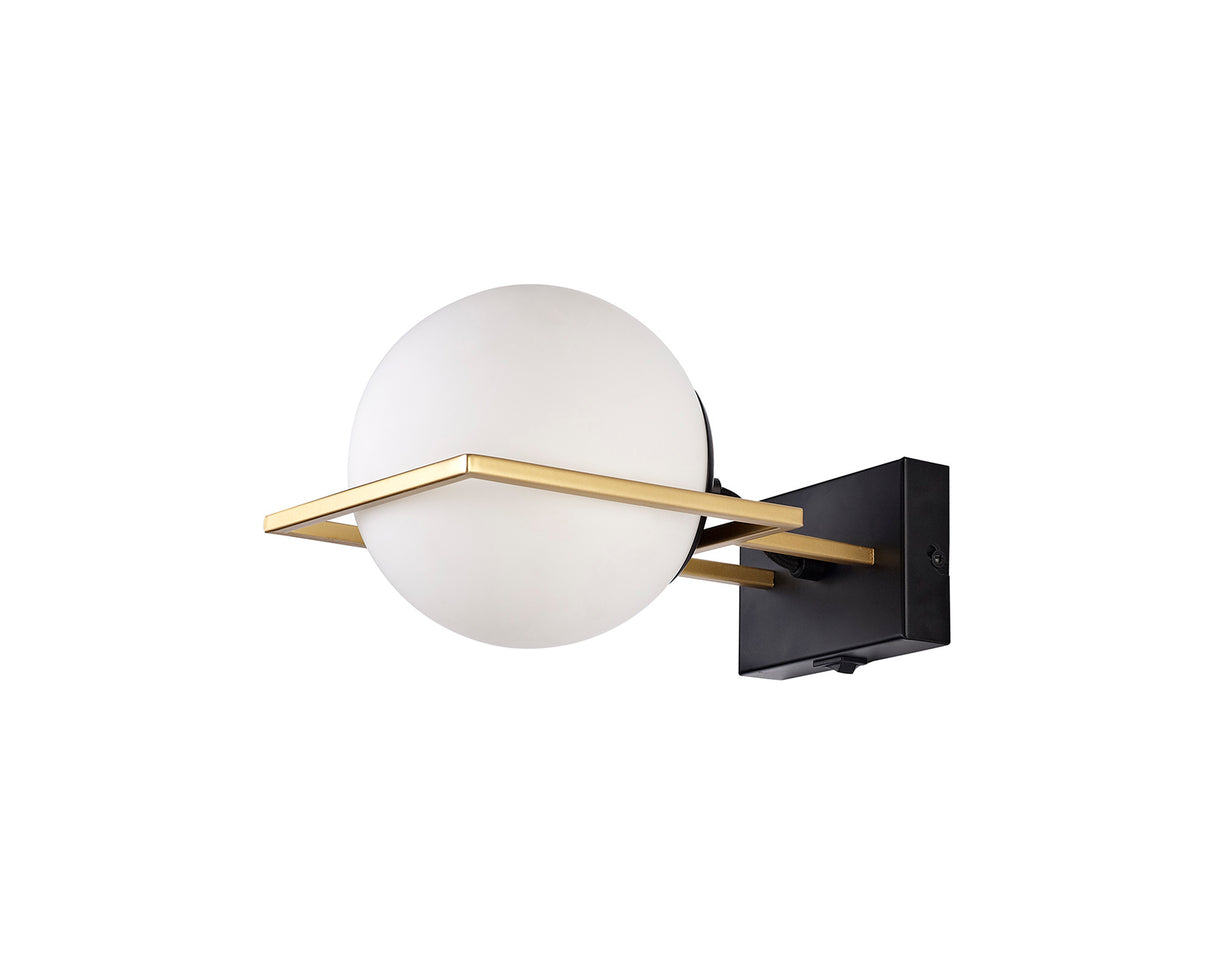 HAM5657 Hamel Wall Lamp Switched 1 Light in a Matt Black/Gold/Frosted Finish