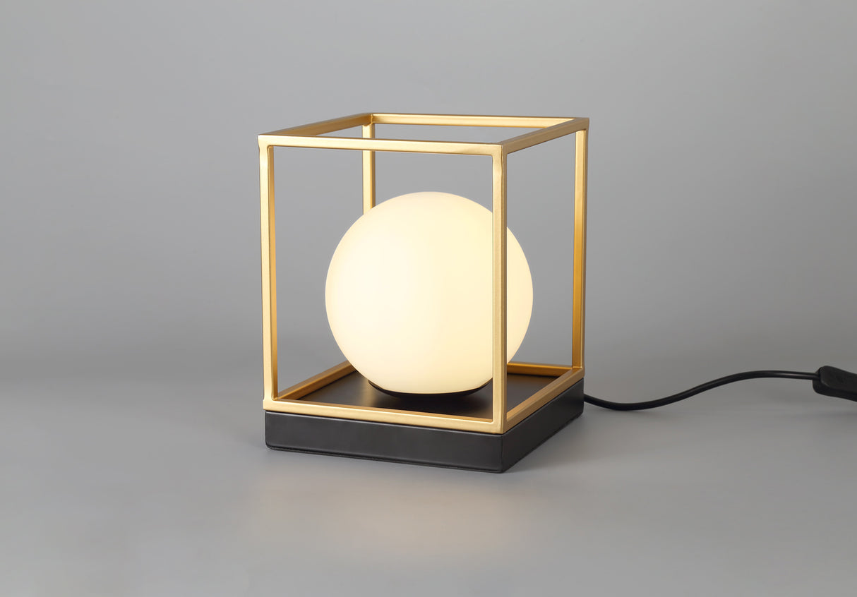 HAM6657 Hamel Table Lamp 1 Light in a Matt Black/Gold/Frosted Finish