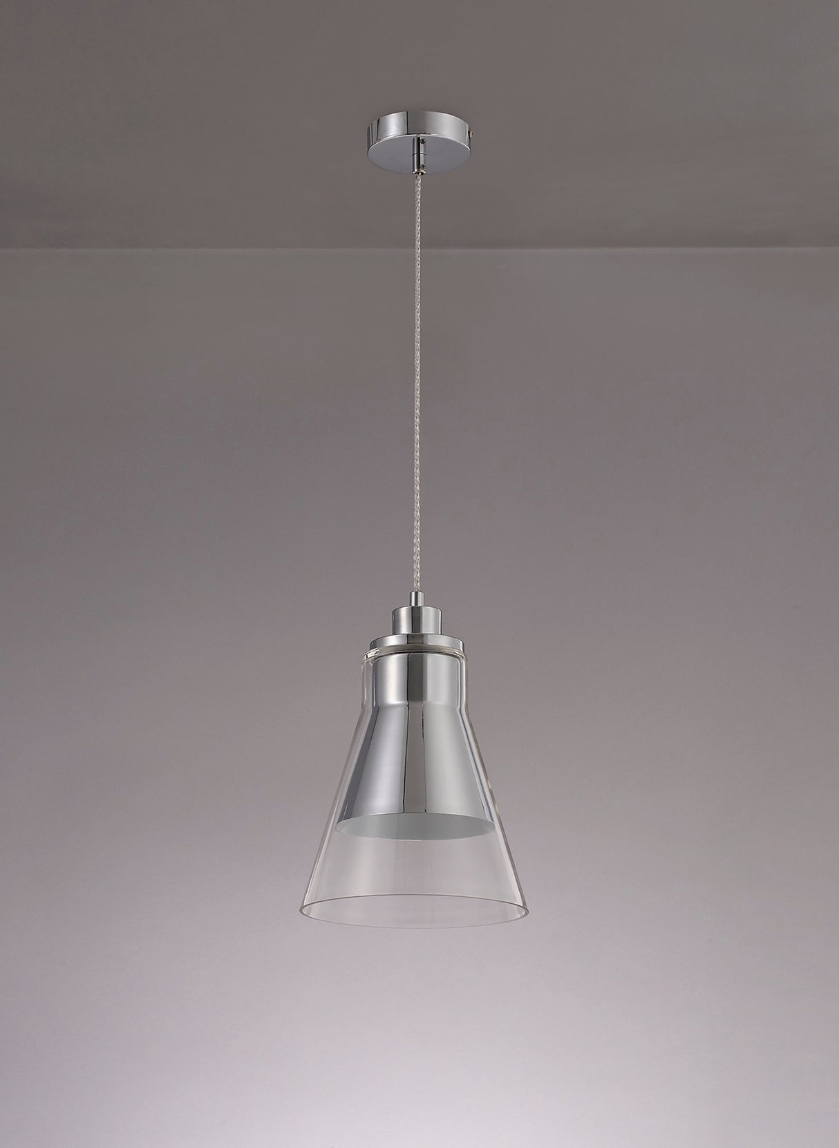 HEL1777 Helvestios Pendant 1 Light in a Chrome/Clear Finish