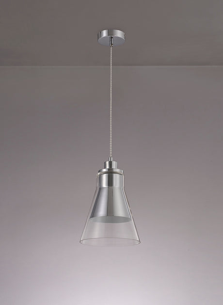 HEL1777 Helvestios Pendant 1 Light in a Chrome/Clear Finish