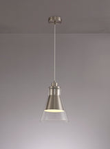 HEL2777 Helvestios Pendant 1 Light in a Satin Nickel/Clear Finish