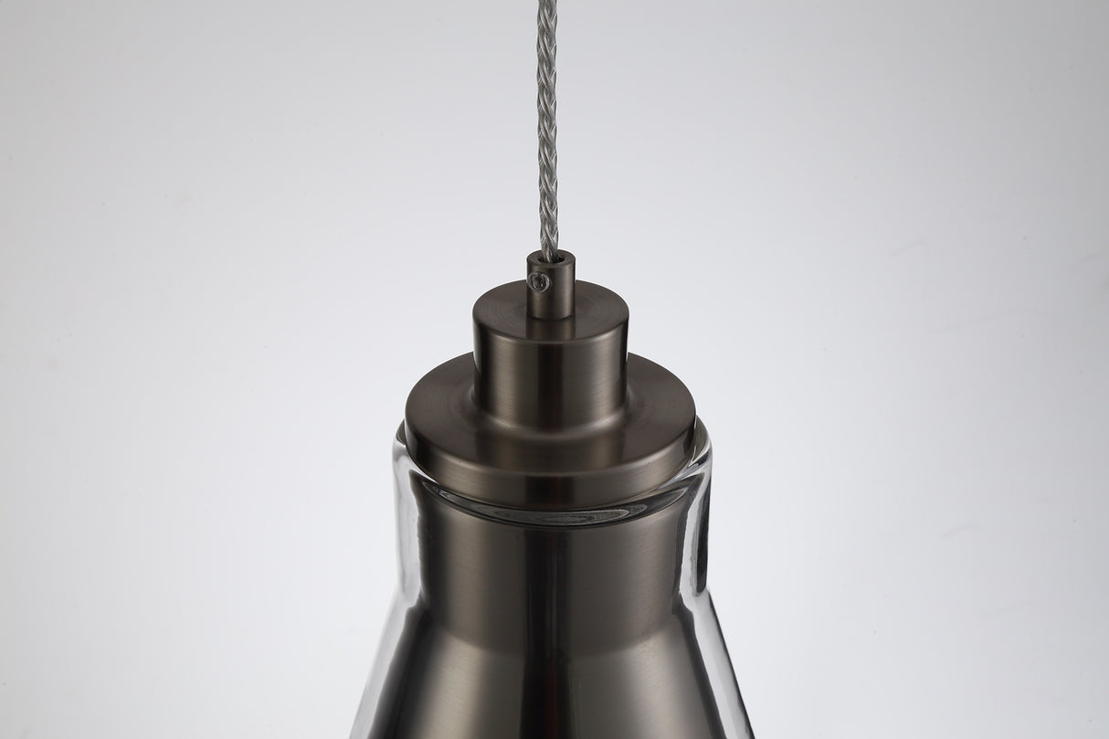 HEL2777 Helvestios Pendant 1 Light in a Satin Nickel/Clear Finish